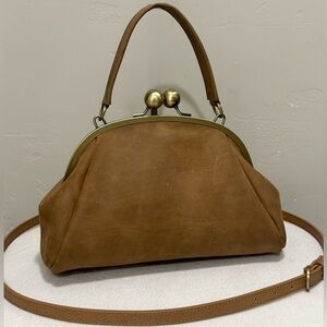 Unique Crazy Horse Cowhide Handmade Retro Style Kisslock Handbag/Multi Use Style